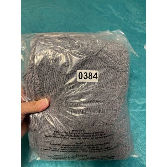 Altar'd State NWT  Women's Cable Knit Cropped Sweater L Steel Blue 100% Polyeste - Picture 16 of 16